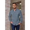 image:imageCOOFANDY Mens Western Cowboy Shirts Casual Button Down Shirt Long Sleeve  Lightweight2 Pocket with Pen HoldSuit for Country WeddingCowboyThemed PartyCostume BallMusic FestivalDinneror WorkGrey Blue