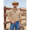 image:imageCOOFANDY Mens Western Cowboy Shirts Casual Button Down Shirt Long Sleeve  Lightweight2 Pocket with Pen HoldSuit for Country WeddingCowboyThemed PartyCostume BallMusic FestivalDinneror WorkKhaki