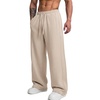 image:imageCOOFANDY Mens Casual Baggy Sweatpants Cotton Wide Leg Drawstring Pants  Fleece Lined Side Pleat Design Elastic Waistband Loose Fit Street Style Warm Fall and Winter Fashion Sides PocketsBeige