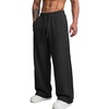 image:imageCOOFANDY Mens Casual Baggy Sweatpants Cotton Wide Leg Drawstring Pants  Fleece Lined Side Pleat Design Elastic Waistband Loose Fit Street Style Warm Fall and Winter Fashion Sides PocketsBlack