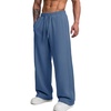 image:imageCOOFANDY Mens Casual Baggy Sweatpants Cotton Wide Leg Drawstring Pants  Fleece Lined Side Pleat Design Elastic Waistband Loose Fit Street Style Warm Fall and Winter Fashion Sides PocketsBlue