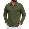 image:imageCOOFANDY Mens Polo Shirts Long Sleeve Button Golf Shirts Performance Quick Dry Sun Protection PolosArmy Green