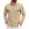 image:imageCOOFANDY Mens Polo Shirts Long Sleeve Button Golf Shirts Performance Quick Dry Sun Protection PolosLight Apricot
