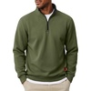 image:imageCOOFANDY Mens Quarter Zip Pullover Fleece Casual Long Sleeve Polo Sweater  14 Zip Pullover Fleece Lined Color Black Collar Sweatshirt Long Sleeve Sweater Casual Vintage Classic Fall WinterArmy Green