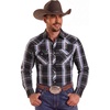 image:imageCOOFANDY Mens Western Cowboy Shirts Casual Button Down Shirt Long Sleeve  Lightweight2 Pocket with Pen HoldSuit for Country WeddingCowboyThemed PartyCostume BallMusic FestivalDinneror WorkDark Blue Plaid