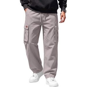 image:imageCOOFANDY Men Casual Cargo Pants Hiking Joggers Sweatpant with Multi Pockets  Stretch Cotton Fabric Skin Friendly Outdoor Sweat Pant Elastic Waist Straight Leg Trousers Relaxed Fit LightweightLight Grey