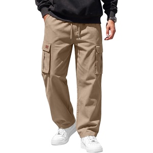 image:imageCOOFANDY Men Casual Cargo Pants Hiking Joggers Sweatpant with Multi Pockets  Stretch Cotton Fabric Skin Friendly Outdoor Sweat Pant Elastic Waist Straight Leg Trousers Relaxed Fit LightweightKhaki