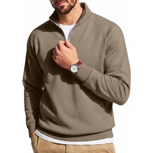 image:imageCOOFANDY Men Quarter Zip Pullover Sweatshirts Casual 14 Zip Sweater Polo  Stand Collared Long Sleeve Mock Neck Pullovers Formal Dress Fleece Thermal Tops Athletic Quilted Sweatshirt Relaxed FitGrey Brown