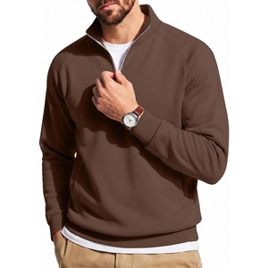 image:imageCOOFANDY Men Quarter Zip Pullover Sweatshirts Casual 14 Zip Sweater Polo  Stand Collared Long Sleeve Mock Neck Pullovers Formal Dress Fleece Thermal Tops Athletic Quilted Sweatshirt Relaxed FitBrown