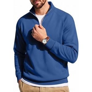 image:imageCOOFANDY Men Quarter Zip Pullover Sweatshirts Casual 14 Zip Sweater Polo  Stand Collared Long Sleeve Mock Neck Pullovers Formal Dress Fleece Thermal Tops Athletic Quilted Sweatshirt Relaxed FitBlue