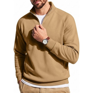 image:imageCOOFANDY Men Quarter Zip Pullover Sweatshirts Casual 14 Zip Sweater Polo  Stand Collared Long Sleeve Mock Neck Pullovers Formal Dress Fleece Thermal Tops Athletic Quilted Sweatshirt Relaxed FitCamel