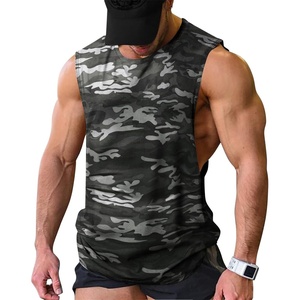 image:imageCOOFANDY Men Workout Tank Top 2 Pack Gym Bodybuilding Sleeveless T Shirts  Cut Off Muscle Shirts MoistureWicking Tees Drop Arm Open Side Round Neck Design Fitness Running Jogging Tank Top ShirtsCamo Black