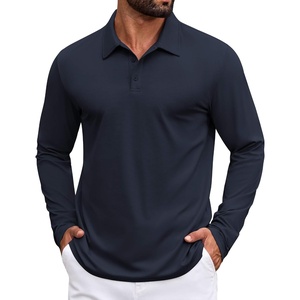 image:imageCOOFANDY Mens Polo Shirts Long Sleeve Button Golf Shirts Performance Quick Dry Sun Protection PolosDeep Blue