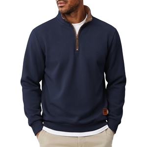 image:imageCOOFANDY Mens Quarter Zip Pullover Fleece Casual Long Sleeve Polo Sweater  14 Zip Pullover Fleece Lined Color Black Collar Sweatshirt Long Sleeve Sweater Casual Vintage Classic Fall WinterNavy
