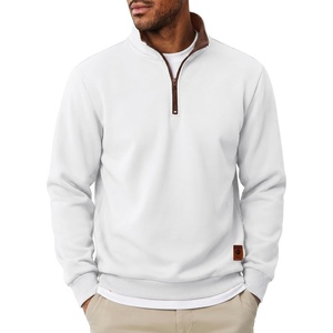 image:imageCOOFANDY Mens Quarter Zip Pullover Fleece Casual Long Sleeve Polo Sweater  14 Zip Pullover Fleece Lined Color Black Collar Sweatshirt Long Sleeve Sweater Casual Vintage Classic Fall WinterWhite