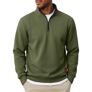 image:imageCOOFANDY Mens Quarter Zip Pullover Fleece Casual Long Sleeve Polo Sweater  14 Zip Pullover Fleece Lined Color Black Collar Sweatshirt Long Sleeve Sweater Casual Vintage Classic Fall WinterArmy Green