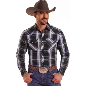 image:imageCOOFANDY Mens Western Cowboy Shirts Casual Button Down Shirt Long Sleeve  Lightweight2 Pocket with Pen HoldSuit for Country WeddingCowboyThemed PartyCostume BallMusic FestivalDinneror WorkDark Blue Plaid