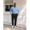 image:imageCOOFANDY Big and Tall Mens Dress Shirt Wrinkle Free Button Down Shirt  XL Big6XL Big Tall Long Sleeve Shirts Stretch Collared Shirts Lightweight For WorkOfficeBusinessMeetingsWeddingLight Blue Plaid