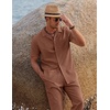 image:imageCOOFANDY Men 2 Piece Linen Outfit Beach Button Down Shirt Casual Loose Pant SetsCaramel
