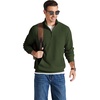 image:imageCOOFANDY Men Quarter Zip Pullover Mock Neck Long Sleeve Corduroy Sweatshirt  Lightweight Soft Warm Slightly Stretchy Regular Fit Old Money Business Casual Wear Fall Winter S3XLArmy Green