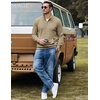image:imageCOOFANDY Men Quarter Zip Pullover Mock Neck Long Sleeve Corduroy Sweatshirt  Lightweight Soft Warm Slightly Stretchy Regular Fit Old Money Business Casual Wear Fall Winter S3XLKhaki