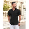 image:imageCOOFANDY Mens Button Down Shirt Short Sleeve Dress Shirt Casual Beach Summer Wedding ShirtBlackpolka Dots
