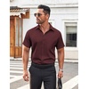 image:imageCOOFANDY Mens Button Down Shirt Short Sleeve Dress Shirt Casual Beach Summer Wedding ShirtWine Redpolka Dots