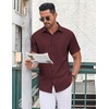 image:imageCOOFANDY Mens Button Down Shirt Short Sleeve Dress Shirt Casual Beach Summer Wedding ShirtWine Redpolka Dots
