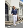 image:imageCOOFANDY Mens Button Down Shirts Wrinkle Free Dress Shirts for Men CasualNavy Blueblue White Grid