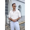 image:imageCOOFANDY Mens Button Down Shirts Wrinkle Free Dress Shirts for Men CasualWhitekhaki Grid