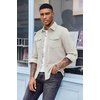 image:imageCOOFANDY Mens Corduroy Button Down Shirts Jackets Casual Long Sleeve Shacket Lightweight Overshirts with Flap PocketsLight Khaki