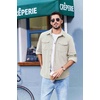 image:imageCOOFANDY Mens Corduroy Button Down Shirts Jackets Casual Long Sleeve Shacket Lightweight Overshirts with Flap PocketsLight Khaki