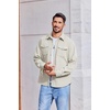 image:imageCOOFANDY Mens Corduroy Button Down Shirts Jackets Casual Long Sleeve Shacket Lightweight Overshirts with Flap PocketsLight Khaki