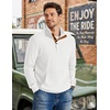 image:imageCOOFANDY Mens Corduroy Sweatshirt 14 Button Long Sleeve Pullover  Corduroy Sweatshirt Quarter Button Pullover Lightweight Long Sleeve Kangaroo Pockets Athletic Sweater WorkoutWhite