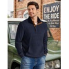 image:imageCOOFANDY Mens Corduroy Sweatshirt 14 Button Long Sleeve Pullover  Corduroy Sweatshirt Quarter Button Pullover Lightweight Long Sleeve Kangaroo Pockets Athletic Sweater WorkoutNavy Blue