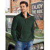 image:imageCOOFANDY Mens Corduroy Sweatshirt 14 Button Long Sleeve Pullover  Corduroy Sweatshirt Quarter Button Pullover Lightweight Long Sleeve Kangaroo Pockets Athletic Sweater WorkoutEvergreen