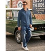 image:imageCOOFANDY Mens Corduroy Sweatshirt 14 Button Long Sleeve Pullover  Corduroy Sweatshirt Quarter Button Pullover Lightweight Long Sleeve Kangaroo Pockets Athletic Sweater WorkoutDark Blue