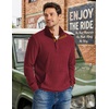 image:imageCOOFANDY Mens Corduroy Sweatshirt 14 Button Long Sleeve Pullover  Corduroy Sweatshirt Quarter Button Pullover Lightweight Long Sleeve Kangaroo Pockets Athletic Sweater WorkoutDeep Red