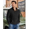 image:imageCOOFANDY Mens Corduroy Sweatshirt 14 Button Long Sleeve Pullover  Corduroy Sweatshirt Quarter Button Pullover Lightweight Long Sleeve Kangaroo Pockets Athletic Sweater WorkoutBlack