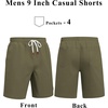image:imageCOOFANDY Mens Cotton Chino Shorts 9 Inch Casual Shorts Summer Beach Shorts  Stretch Twill ComfortElastic Waist with LeatherTipped Drawstring4 PocketsRelaxed FitEasy Movement for Active DaysOlive Green