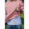 image:imageCOOFANDY Mens Crewneck Sweatshirts Fleece Pullover Thermal Casual Shirt  Soft Fleece Lining Long Sleeve Classic Crewneck Fashion Sweatshirt Fall Winter Warm Sweatshirts Basic TopsPink