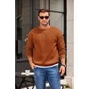 image:imageCOOFANDY Mens Crewneck Sweatshirts Fleece Pullover Thermal Casual Shirt  Soft Fleece Lining Long Sleeve Classic Crewneck Fashion Sweatshirt Fall Winter Warm Sweatshirts Basic TopsLight Brown