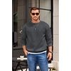 image:imageCOOFANDY Mens Crewneck Sweatshirts Fleece Pullover Thermal Casual Shirt  Soft Fleece Lining Long Sleeve Classic Crewneck Fashion Sweatshirt Fall Winter Warm Sweatshirts Basic TopsDark Gray