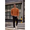 image:imageCOOFANDY Mens Crewneck Sweatshirts Fleece Pullover Thermal Casual Shirt  Soft Fleece Lining Long Sleeve Classic Crewneck Fashion Sweatshirt Fall Winter Warm Sweatshirts Basic TopsLight Brown