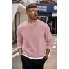 image:imageCOOFANDY Mens Crewneck Sweatshirts Fleece Pullover Thermal Casual Shirt  Soft Fleece Lining Long Sleeve Classic Crewneck Fashion Sweatshirt Fall Winter Warm Sweatshirts Basic TopsPink