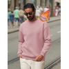image:imageCOOFANDY Mens Crewneck Sweatshirts Fleece Pullover Thermal Casual Shirt  Soft Fleece Lining Long Sleeve Classic Crewneck Fashion Sweatshirt Fall Winter Warm Sweatshirts Basic TopsPink
