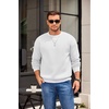 image:imageCOOFANDY Mens Crewneck Sweatshirts Fleece Pullover Thermal Casual Shirt  Soft Fleece Lining Long Sleeve Classic Crewneck Fashion Sweatshirt Fall Winter Warm Sweatshirts Basic TopsWhite