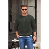 image:imageCOOFANDY Mens Crewneck Sweatshirts Fleece Pullover Thermal Casual Shirt  Soft Fleece Lining Long Sleeve Classic Crewneck Fashion Sweatshirt Fall Winter Warm Sweatshirts Basic TopsArmy Green