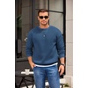 image:imageCOOFANDY Mens Crewneck Sweatshirts Fleece Pullover Thermal Casual Shirt  Soft Fleece Lining Long Sleeve Classic Crewneck Fashion Sweatshirt Fall Winter Warm Sweatshirts Basic TopsNavy