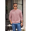 image:imageCOOFANDY Mens Crewneck Sweatshirts Fleece Pullover Thermal Casual Shirt  Soft Fleece Lining Long Sleeve Classic Crewneck Fashion Sweatshirt Fall Winter Warm Sweatshirts Basic TopsPink